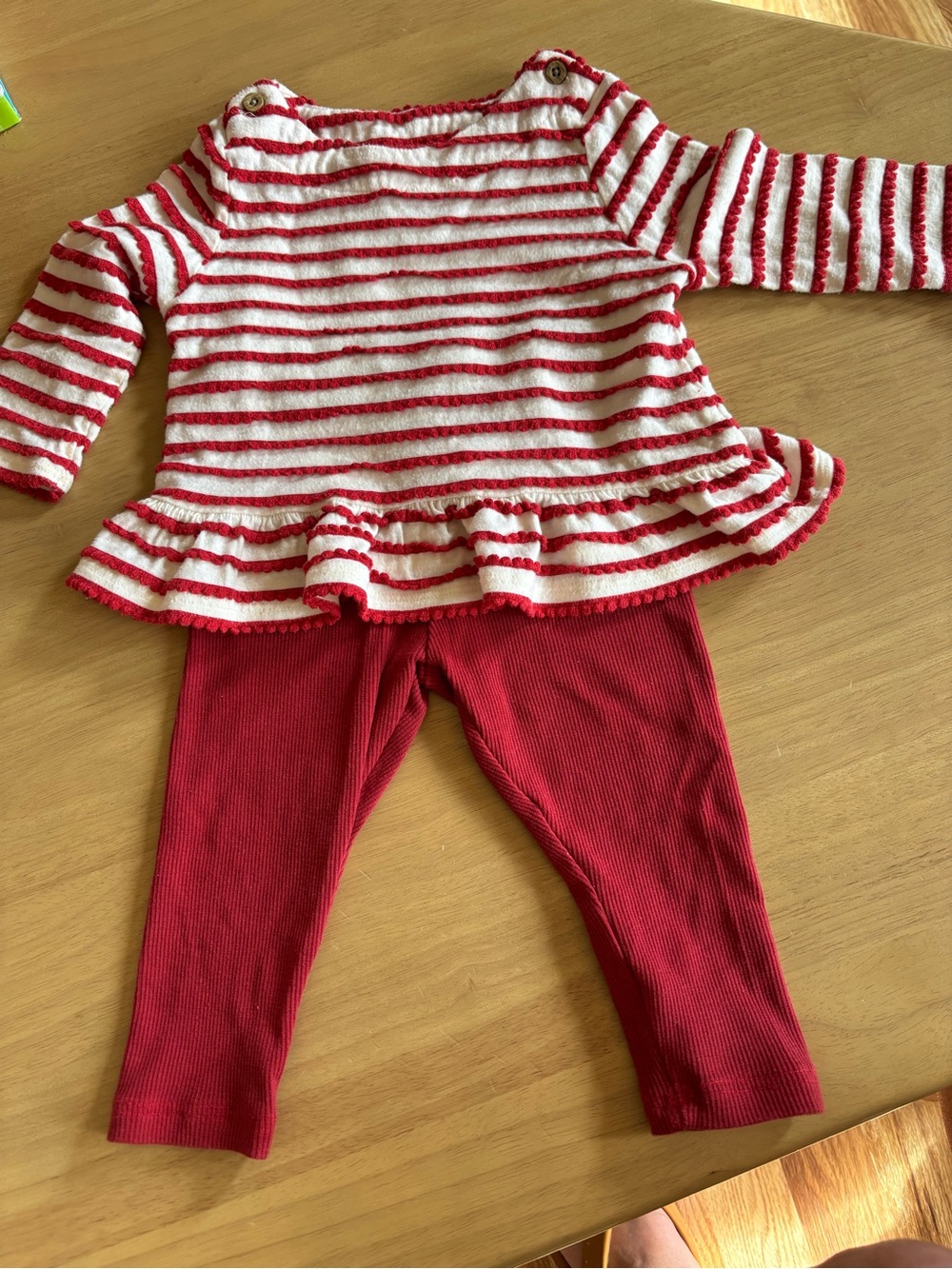 Red & White Striped Ruffle Top and Red Bottoms